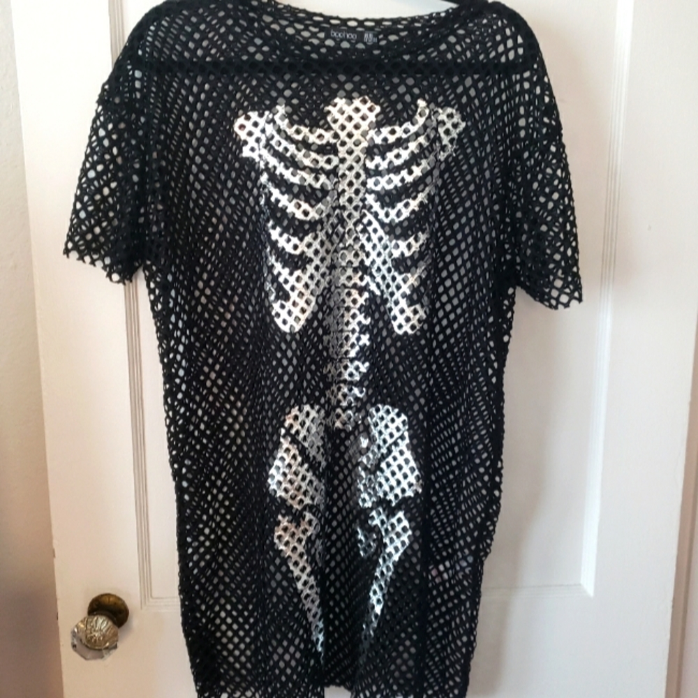 Boohoo Halloween Mesh Skeleton Dress
